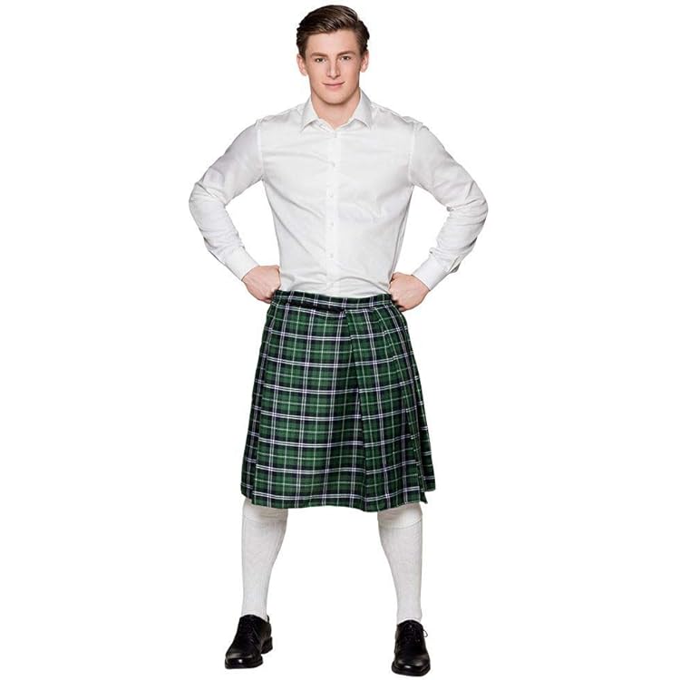 Schottenrock Für Herren - Traditioneller Tartan-Kilt Mit Cargo-Taschen In Rot/Schwarz/Blau/Grün