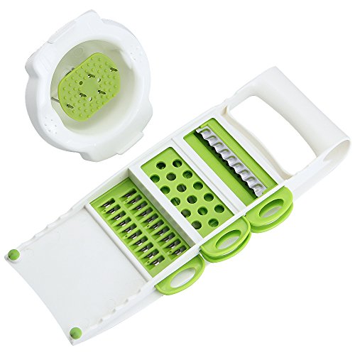 Mandoline Schneide, jtdeal 5 in 1 Multifunktional Gemüseschneider Zerkleinerer & gemüsehobel Kitchen Set für Gemüse und Obst aus Edelstahl und ABS Kunststoff - 7