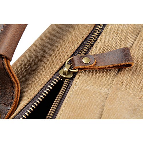 YANGYANJING Fashion zeildoek leer Canvas Vintage-stijl Unisex jonge reistas wandertasche 15 inch Laptop Rugzak voor Studenten Vrije Tijd