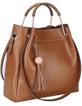 S-ZONE 3 Way Frauen Echtes Leder Top Griff Handtasche Tote Bag Schultertaschen mit Langen Schultergurt