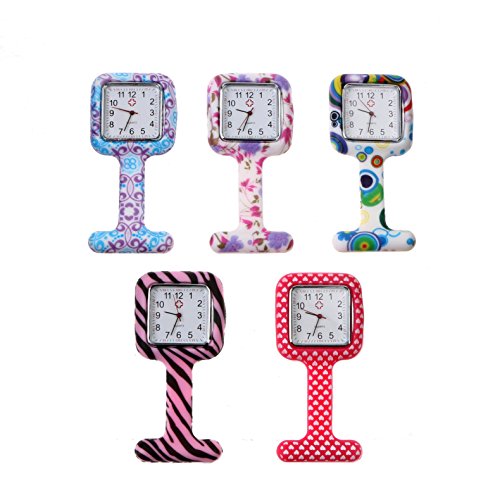 Krankenschwesteruhr,Charminer Wasserdicht Damen Schwesternuhr,se mini 5pcs FOB FOB-Uhr Pflegeruhr Taschenuhr aus 5 Farben Mustern