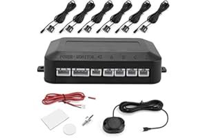 ARAMOX Sensore di parcheggio per auto, sensore di parcheggio in plastica per auto Kit di avvertimento Indicatore sonoro sonda 12V, nero