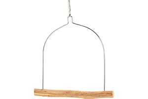 PARROT ESSENTIALS Natural Wood Arch Swing Perch - Wooden Swing for Parrots, Budgie, Cockatiel - Parrot Toy Nest Swing Encourages Foot Exercise - Hanging Toy Pet Swing Mimics Their Natural Habitat