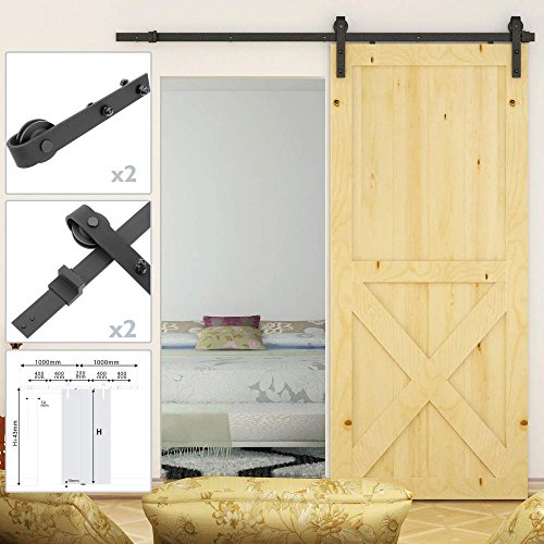 Preisvergleich Produktbild PrimeMatik - Schiebetürbeschlag Set Schiebetürsystem Zubehörteil Schwarze schattiert Farbe 2m