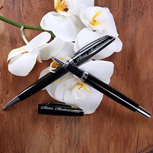 Geschenk Schreibset „Lando“ inkl. Wunschgravur im Leder-Etui ( Farbe – Schwarz ) - 2