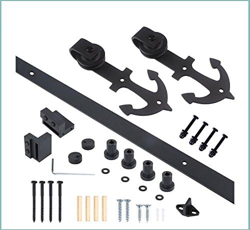 Isasar Barn Door Hardware kit for Single Sliding Bran Wood Door (183cm, Anchor-Shaped)