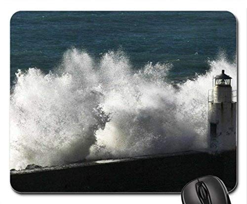 Preisvergleich Produktbild stürmische Seewelle, die in Leuchtturm Mauspad, Mousepad (Leuchttürme Mauspad) zertrümmert