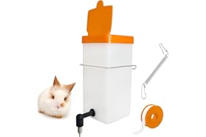 VANDANCOOP 1L Orange Hanging Rabbit Nipple Waterer and Bracket Automatic Drinker System Rodent Water Bottle Used for Cages (Orange, 1L)