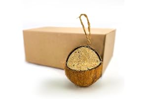 CHUBBY PET PRODUCTS Chubby Quarter Cut Filled Coconut (6 x), Coconut Halve Wild Bird Feed, Coconut Shell Suet Birds Food, Protein Rich Suet for Blackbirds, Woodpeckers, Starlings & Sparrows