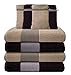 Produktbild Liness-Stripes 8 tlg Handtuch-Set 4 Handtücher 50x100 cm 4 Frottee Waschhandschuhe Waschlappen 100% Baumwolle beige braun brombeere
