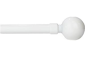 Acomoda Textil - Barra de Cortina Extensible, Barra Universal Decorativa de Metal, Remate Bola. (70x120, Blanco)