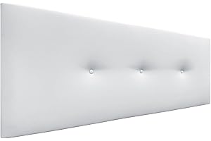 DHOME Cabecero de Polipiel o Tela Acualine Liso con Botones Tapizado de Alta Gama Cabezal Lujo Cama Dormitorio Moderno Acolchado (Polipiel Blanco, 150x50cm (Camas 150/160))