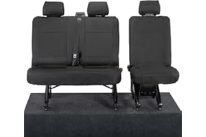 UK Custom Covers SC212B-SC213BAD3 Tailored Heavy Duty Waterproof 2nd Row Seat Covers (Single/Double) Black - To Fit VW Transporter T6/T6.1 Kombi 2015 Onwards