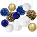 Produktbild Weiß Navy Blau Gold Seidenpapier Pom Pom Papier Blumen Papier Honeycomb Papier Laternen für Marineblau Mottoparty Party Bridal Dusche Baby Dusche Party Dekoration