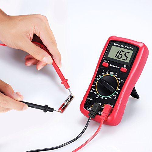 Digitaler Multimeter, TopElek Digital Multimeter mit Batterietestfunktion, Amp / Volt / Ohm Meter, Manual-ranging Multitester / VOM für Messspannung / Strom / Widerstand / Frequenz / Diode / Durchgang / Diode mit LCD-Hintergrundbeleuchtung-Anzeige, Rot - 7