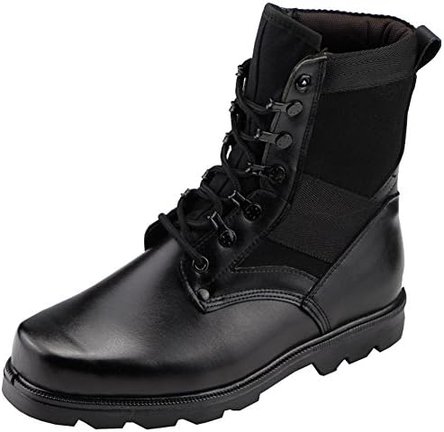 Aiyuda Men's Military Combat Work Boots Steel Toes Waterproof Leather Jungle Duty Winter Ankle Boot Black UK 5