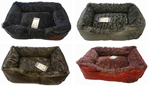 NEW Soft PET BASKETS ~ Soft Comfy FABRIC Washable DOG & CAT Basket Bed ~ with FLEECE COSY super soft & warm FABRIC ~ 6 COLORS & 2 STANDARD Sizes ~ small & Large (SMALL (38cm x 50cm + 15cm), BROWN)