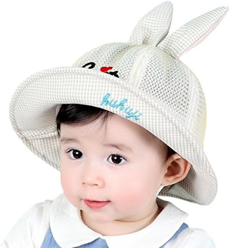 Elecenty Toddlers Baby Kid Hat, Boys&amp;Girls Summber Stereoscopic Ears Plaid Sun Basin Cap Children Fisherman Hat (Beige)