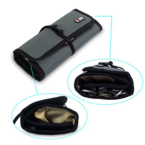 Faltbare Travel Organizer Elektronik Zubehör Tasche für USB-Kabel Ladegerät Akku Baby Healthcare Kit Fit Für Handy-Festplatte tragbar Wrap Digital Aufbewahrungsbeutel grau - 3