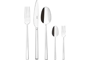 Sambonet 52562-N2 Rock Monoblock sztućce stołowe ze stali nierdzewnej 18/10, dla 12 osób, 60 części: 12 widelców, 12 łyżek, 12 noży, 12 łyżeczek, 12 łyżeczek, 12 widelczyków do ciasta