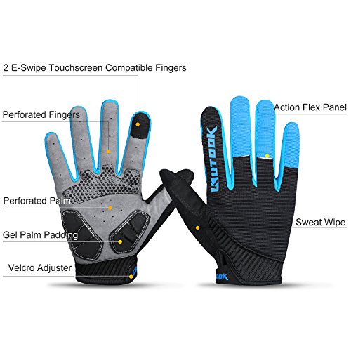 Hombre KUTOOK Guantes Ciclismo Gel Almohadilla de Completos Dedos para