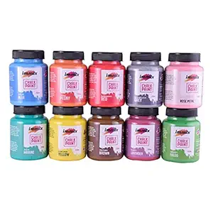 immix Expressions Craft Chalky and Matte Finish, Dries Fast, Odour-Free and Easy to Clean-Up Rich Hue Home Decor Chalk/decoupage/wood Non-Toxic, Eco-Friendly Paint (250 Ml, Multicolour) -10 Colours