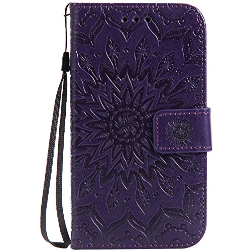 Nancen Tasche Hülle für,Samsung Galaxy Grand Neo Plus I9060 Hülle,Samsung Galaxy Grand Neo Plus I9060 / Grand Duos I9082 (5 Zoll) Leder Wallet Tasche Brieftasche Schutzhülle, Nancen Prägung Sonnenblume Muster PU Leder Handytasche im Bookstyle Stand Funktion Kartenfächer Magnet Etui Schale - 2