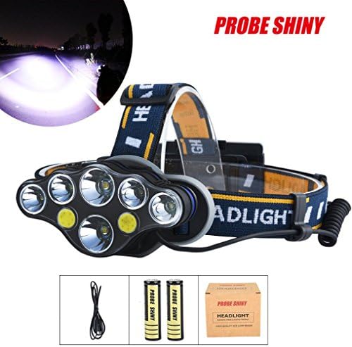 Diadia 6x XM-L T6 LED +2xCOB Induction Headlamp Rechargeable Headlight -Adjustable Base with Back and Forth Inclination