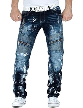 Kosmo Lupo Herren Jeans Freizeit Streetwear Clubwear Dope Swag Bikerstyle Top