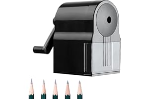 HIULLEN Taille Crayon Manivelle, Taille Crayon Enfant, Professionnel Portable Taille-Crayon Manuel de Bureau 5 Marches Ajustables pour Étudiants Artiste Bureau L'École