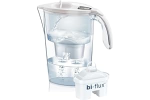 LAICA Stream Line Caraffa Filtrante - 2,3L - Bianca - Timer Digitale - 1 Filtri bi-flux Incluso, Preserva i Sali Minerali Utili all'Organismo e Riduce Cloro e Metalli Pesanti - Made in Italy