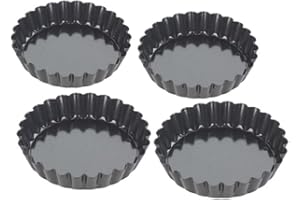 Tala Moules à Tarte Canneles Performance, 10 cm de diamètre, en Acier au Carbone de Qualité Professionnelle avec Revêtement Antiadhésif Eclipse, Fond Amovible