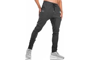 BROKIG - Pantaloni da Ginnastica da Uomo, Stile Casual, vestibilità Slim Fit, Adatti per la Corsa, con Doppie Tasche