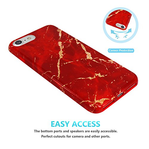 JIAXIUFEN TPU Gel Silicone Protettivo Skin Custodia Protettiva Shell Case Cover Per Apple iPhone 7 / iPhone 8 - Red Marmo Design