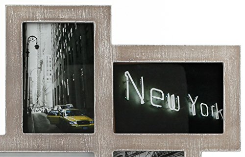 Bilderrahmen Wanduhr 65x65cm Holz Braun Fotouhr 12 Fotos Shabby Chic Vintage - 2