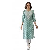 Silakaari Women's Pistel Green Rayon Printed Embroidery Stylish Kurta