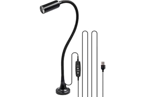 ENUOTEK Lampe Atelier Baladeuse Spot LED COB Aimantee Inspection Flexible LED Magnetique Dimmable 3W avec Fonction de Minuterie, Base Magnetique Puissante et 3 Metres de Cable Alimentation USB