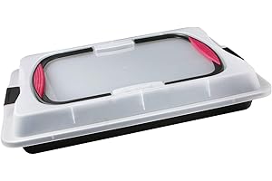 Zenker 7903 'Special to go' Pojemnik na ciasto blaszane – blacha do pieczenia z pokrywką i miękkimi uchwytami, nieprzywierająca, 42,5 x 29,5 cm, czarna