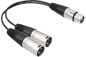 EIGHTNOO Cavo XLR Y Splitter, Femmina a Doppio Maschio Bilanciato per Microfono 30cm, Adattatore Audio a 3 Pin