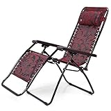 HhGold Chaise Pliante Fauteuil Zero Gravity Chaise Lounger Fauteuil inclinable surdimensionné pour Support extérieur, 210kg, vin Rouge, Repliable (Couleur: B) (coloré : A, Taille : Taille Unique)