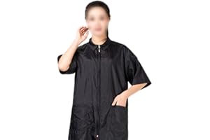 Solustre Friseursalon Kittel Kurzarm Arbeitskleidung Schwarz Berufsbekleidung für Kosmetikerin Friseurin Uniform Schönheitssalon Mann Frau Zuhause Hotel Friseursalon (Größe M)