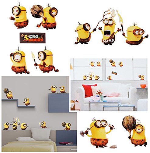 9 Stück: Wandsticker – “ Minion – Ich einfach unverbesserlich / Cro – Urwald Urminion “ – selbstklebend + wiederverwendbar – Aufkleber für Kinderzimmer – Wandtattoo / Sticker Minions / Mark Dave Stuart Bob Kevin – Mädchen & Jungen – Despicable Me – Kinder – Kinder – Wandaufkleber – Postersticker – Deko – Poster – Tattoo - 3