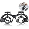 Azonee LED Head Mounted Magnifier, Headband Magnifying Glasses with LED Light, Jewelry Loupe with 4 Interchangeable Lenses 10X 15X 20X 25X for Jewelry, Watch, Electronic Repair