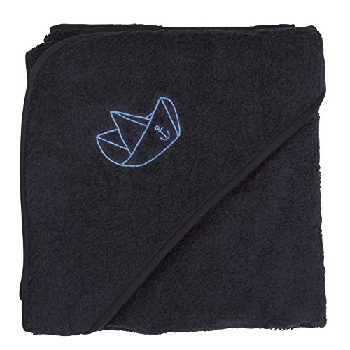 Pippi Baby Boys Hooded Towel W.Embroidery Scarf, Blue (Dark Navy), One Size (Manufacturer Size:100*100cm)