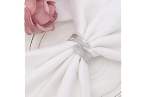 Feyarl 8 Pcs Napkin Rings Silver Leaf Napkin Rings Holder for Dinning Table Wedding Party Candlelit Banquet