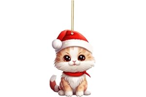DONDOWN Weihnachts Deko Niedlicher Acryl Katze Anhänger Cartoon Weihnachten Deko Weihnachtsbaum Anhänger Weihnachtsbaumschmuck Ornament Funny Katze Auto Anhänger Geschenk Weihnachts (Z-12, 8cm)