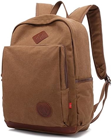 Mens Laptop Backpacks Canvas Bag Large Capacity Business Rucksack Notebook Computer Backpack 15" Casual Daypacks College School Book Bags For Hiking Travel (Coffee)