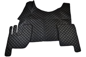 VNVIS Noir avec Fil Rouge Eco Cuir Tapis de Sol pour Renault Gama T Tunnel Conduite à Gauche Camion