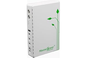 Master U-Power SAI Mini UPS 4 000 mAh 36 W – Sauvegarde électrique pour WiFi, routeur, Modem et caméras de Surveillance – Entrée CA et Sorties USB/DC/PoE (5 V 2 A/3 A, 9 V 2 A, 12 V 1,5 A, 15 V 1 A