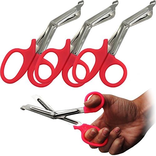 SurgimaxPink 16cm First Aid Ambulance Tough Cut Tuff Kut Shears Scissors 3 Pack